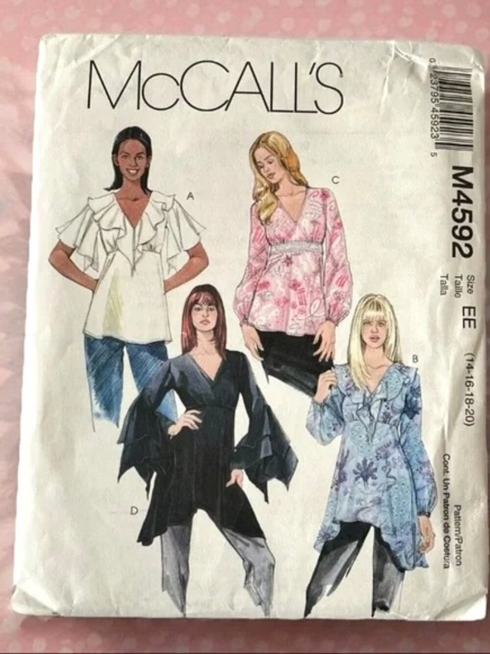 McCall's Women's Long Blouse Uncut Pattern M4592 Sizes 14-20 Y2K Whimgigoth